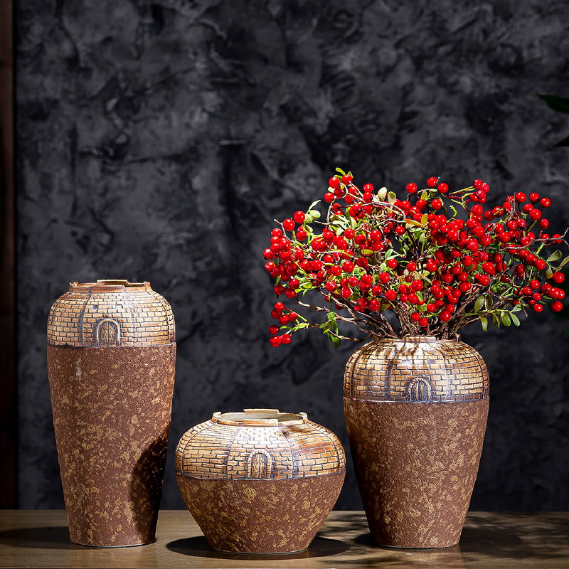 The Vases, flower arrangement sitting room manual coarse pottery archaize do old pottery art style of Chinese style water raise flower implement American desktop