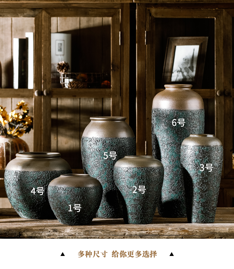 Jingdezhen ceramic vase coarse pottery dry flower arranging flowers restore ancient ways do old earthenware jar flower pot sitting room place soft decoration