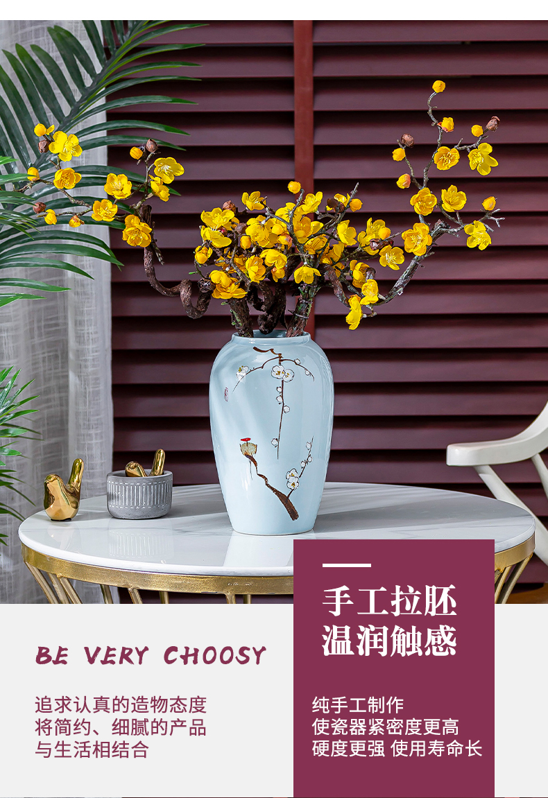 New Chinese style ceramic vase furnishing articles living room table flower arranging Nordic creative decoration decorative dried flowers water raise flowers