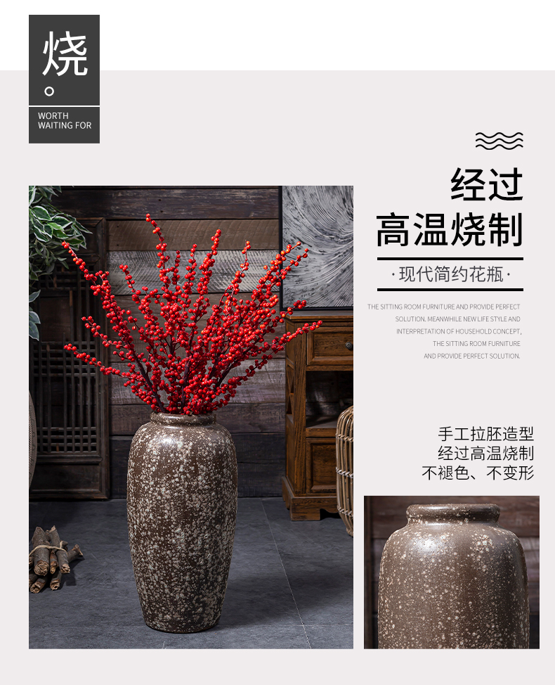 Jingdezhen ceramic vase manual landing restoring ancient ways coarse some ceramic pot dry flower, flower implement sitting room big flowerpot flower arranging furnishing articles