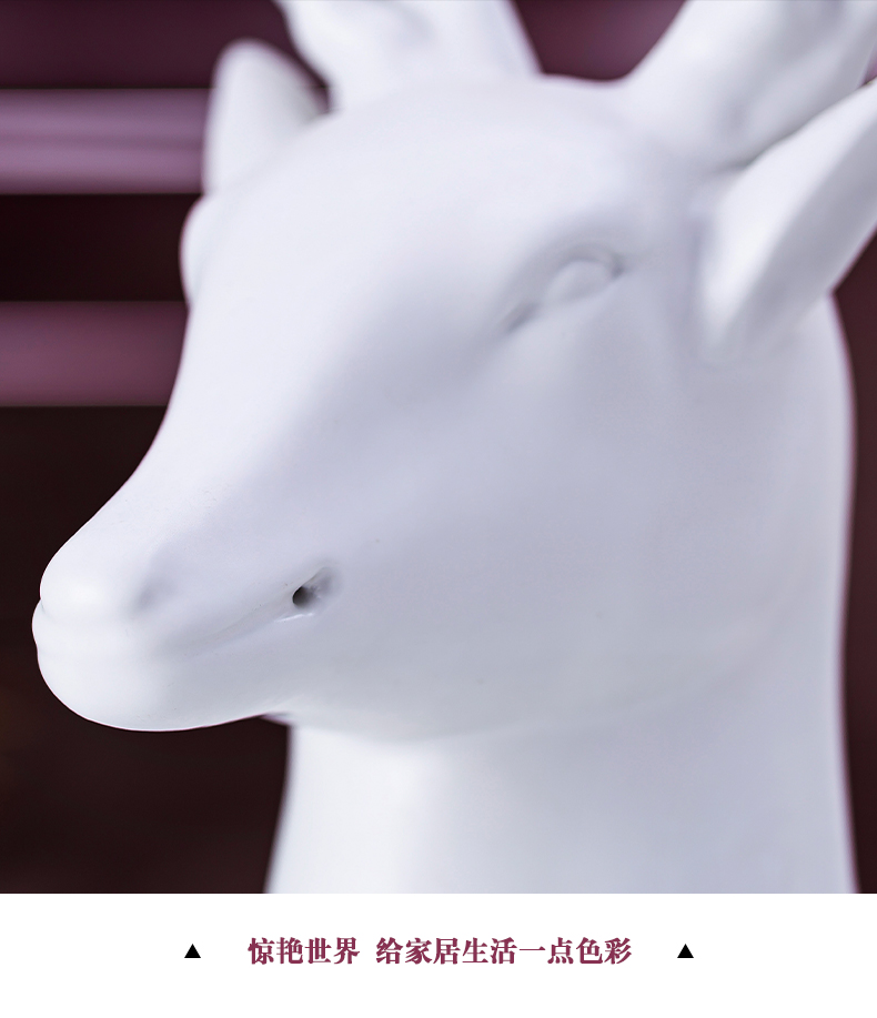 Creative arts ceramic white deer head furnishing articles sitting room ins I and contracted wind American table home decoration