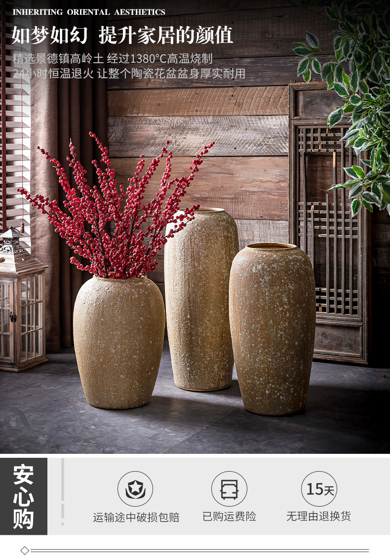 Jingdezhen ceramic vase manual landing restoring ancient ways coarse some ceramic pot dry flower, flower implement sitting room big flowerpot flower arranging furnishing articles