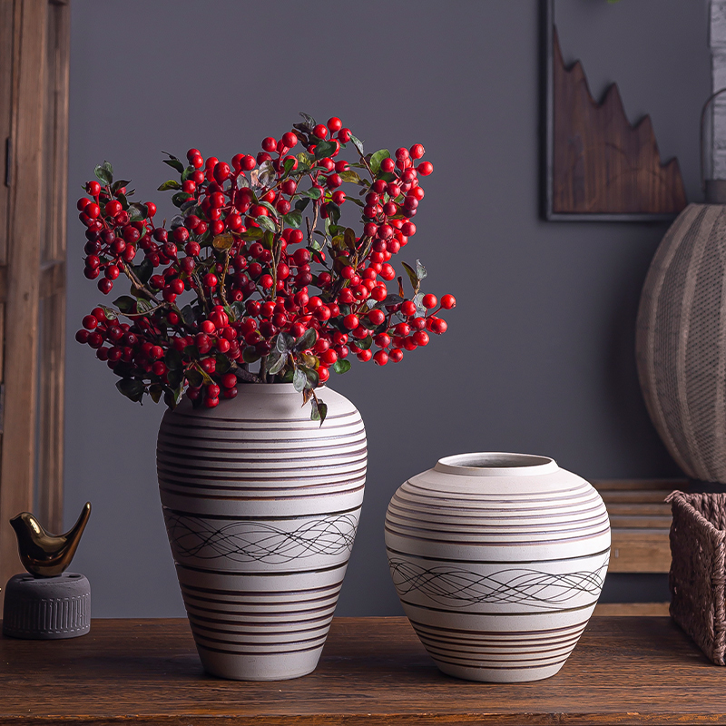 Creative vase furnishing articles table flower arranging contracted sitting room porch TV cabinet ceramic decorative flower implement light key-2 luxury bottles of fresh flowers