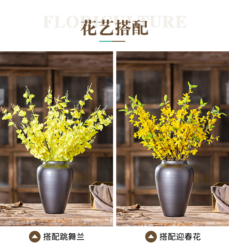 New Chinese style ceramic vase furnishing articles dried flowers, flower arrangement, black flower implement the sitting room porch TV ark, household soft adornment