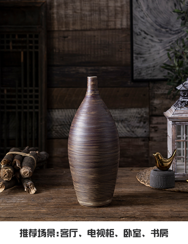 Zen Japanese small retro literary creative ceramic flower vases table dry flower adornment desktop furnishing articles