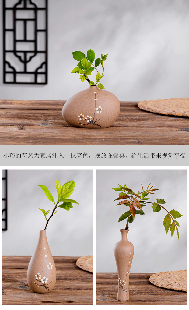 Ceramic zen floret bottle tea house furnishing articles of new Chinese style restoring ancient ways, billet hand - made flowers, decorative flower tea taking furnishing articles