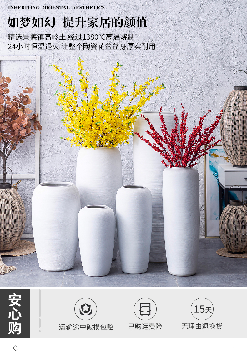 Large ceramic vase landed flower arrangement sitting room hotel furnishing articles European rural dried flowers, contracted and I ins decoration