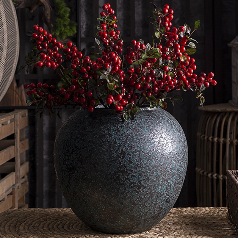 Dried flower ceramic large diameter vase mesa of new Chinese style flower implement flower arranging flowers restore ancient ways do old ball furnishing articles