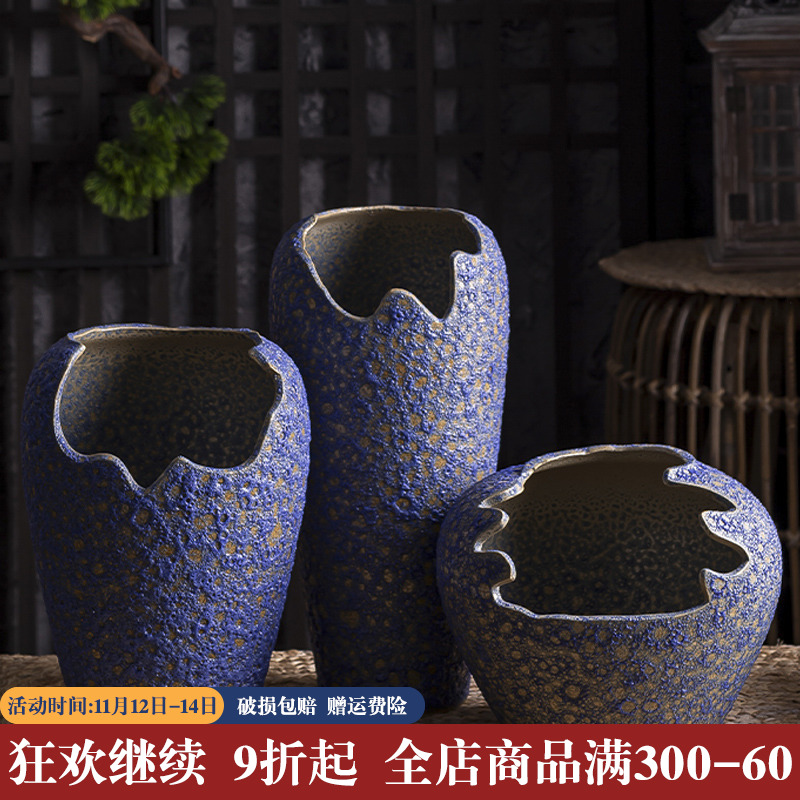 Incision flowerpot gap coarse pottery meaty plant rose violet arenaceous other heavy ceramic POTS mage old running the flowerpot