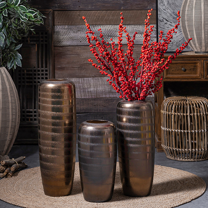 In The golden vase living room TV ark, restoring ancient ways furnishing articles furnishing articles of jingdezhen ceramics Holly dried flowers thick clay POTS