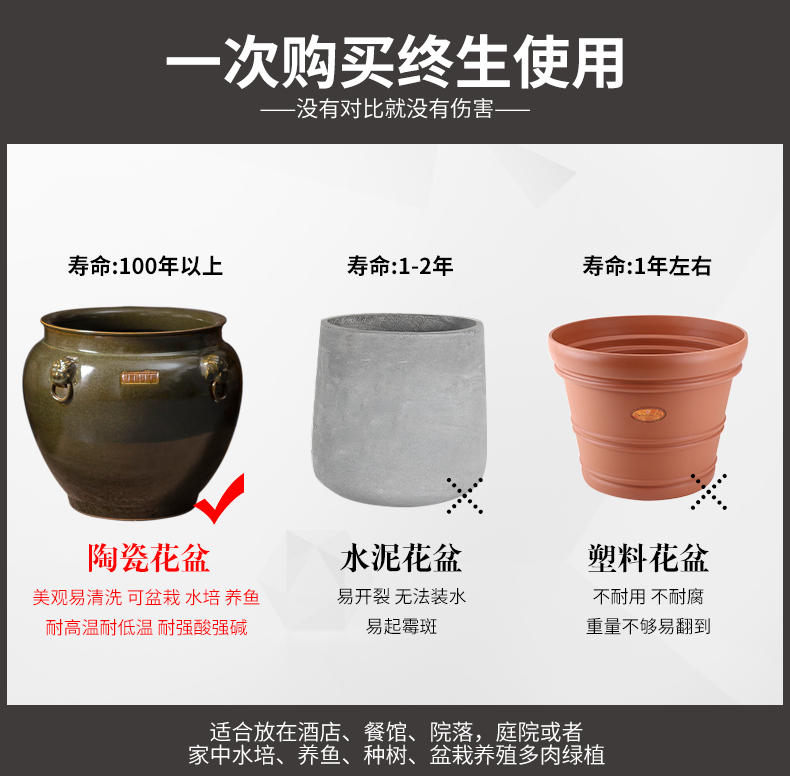 Archaize do old oversized jingdezhen ceramic cylinder lotus breeding courtyard planting cylinder lion a VAT