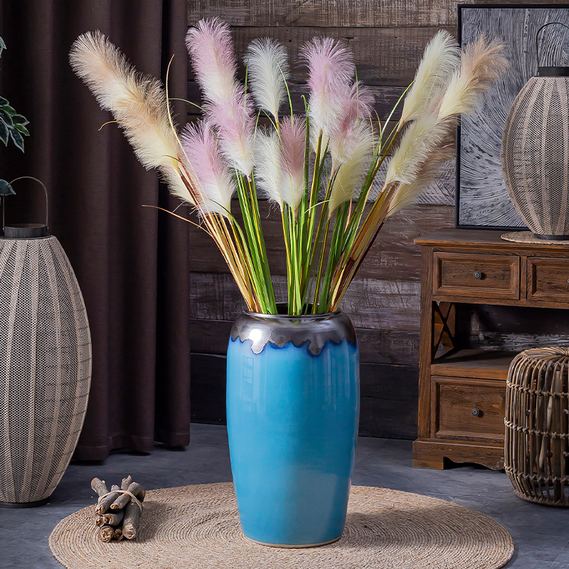 European large ground vase sitting room dry flower arranging flowers ceramic big furnishing articles American hotel household light key-2 luxury decoration