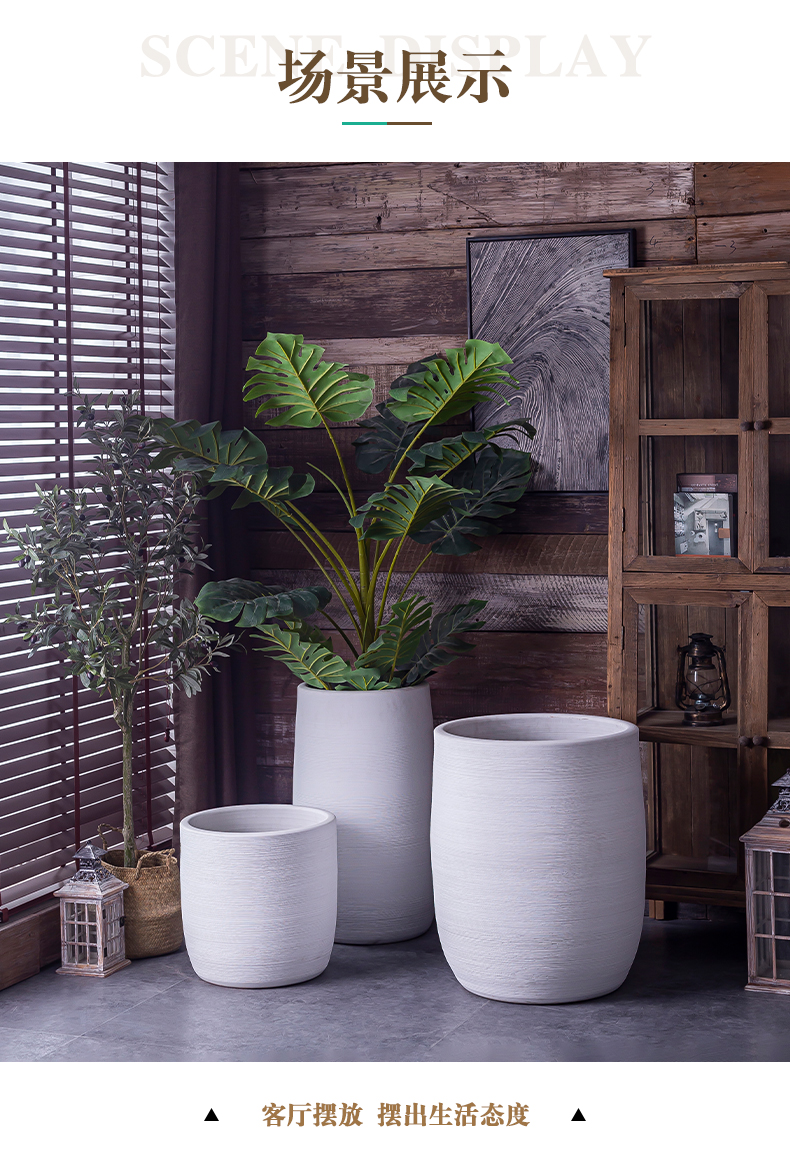 Nordic ceramic flower pot I creative contracted white ground basin to the sitting room, green plant of large diameter vase ornament