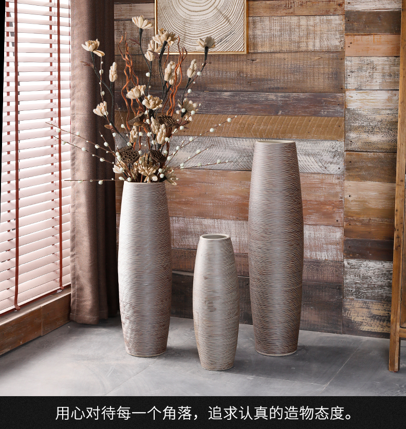 Vase landing big Vase dry flower flower place large ceramic retro light sitting room key-2 luxury decoration villa furnishing articles