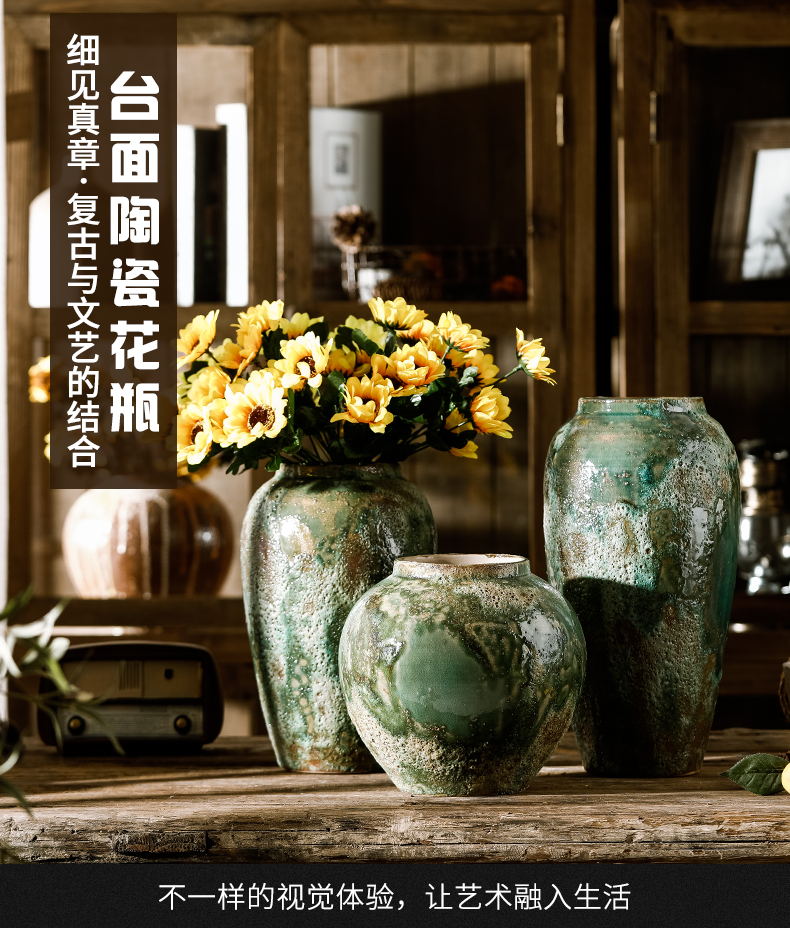 Dried flower vase of jingdezhen ceramics sitting room adornment is placed porcelain pottery flower arranging flower implement restoring ancient ways table decoration