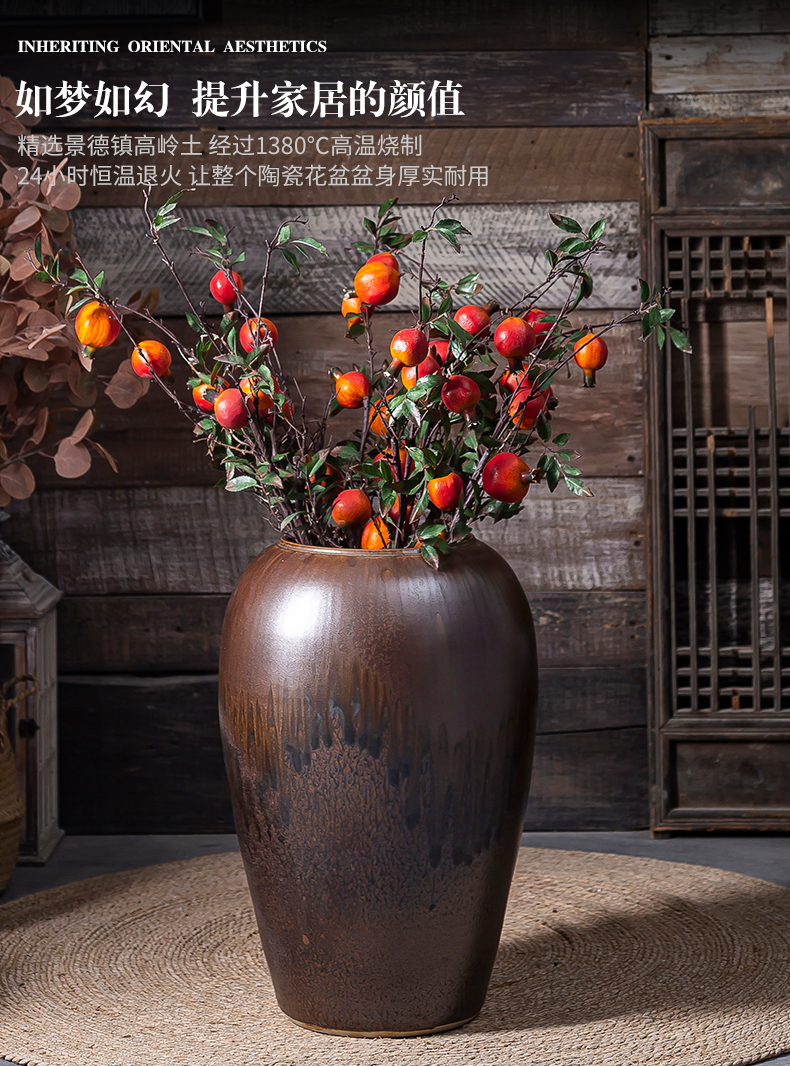 Modern vase landing light dry flower decoration key-2 luxury zen jingdezhen ceramic furnishing articles sitting room large flower arranging flowers