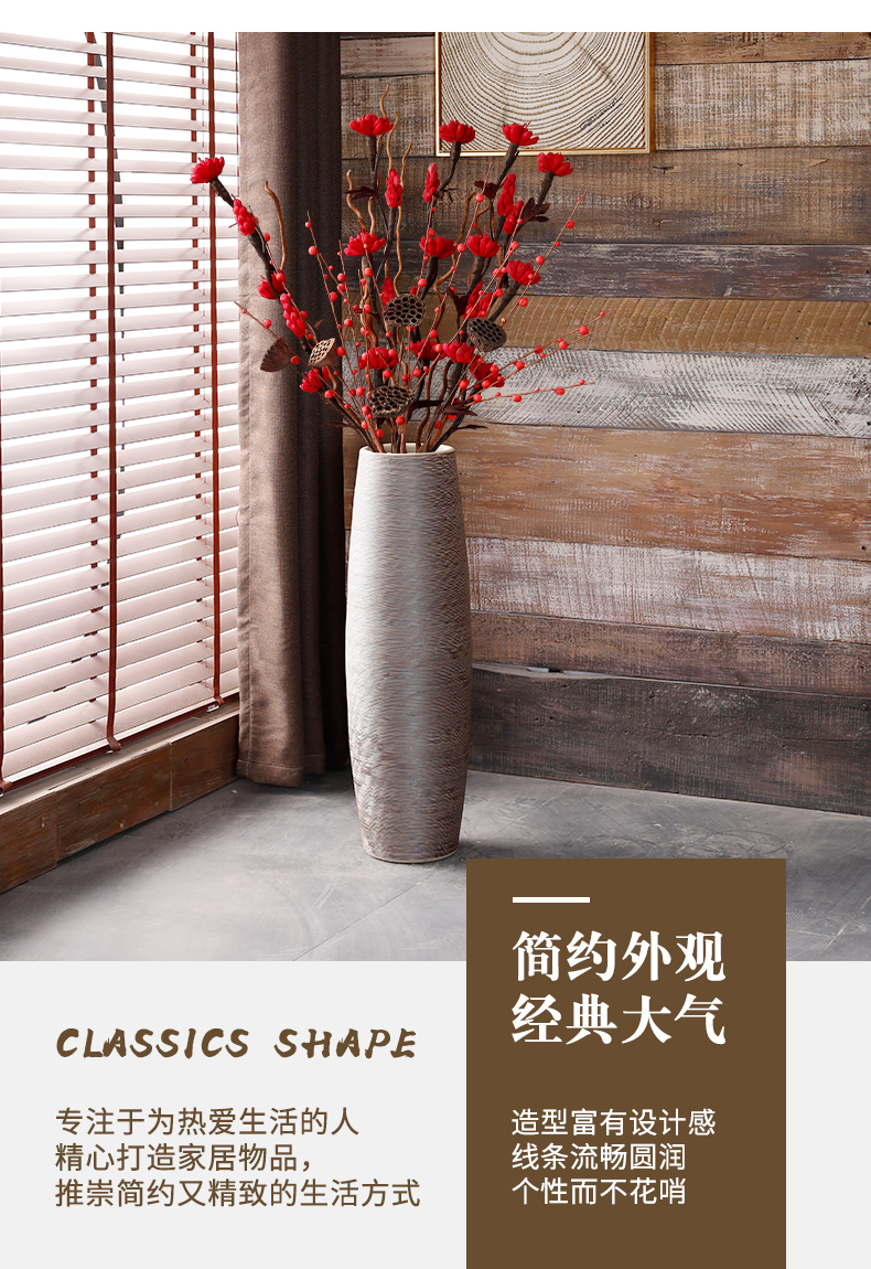 Vase landing big Vase dry flower flower place large ceramic retro light sitting room key-2 luxury decoration villa furnishing articles