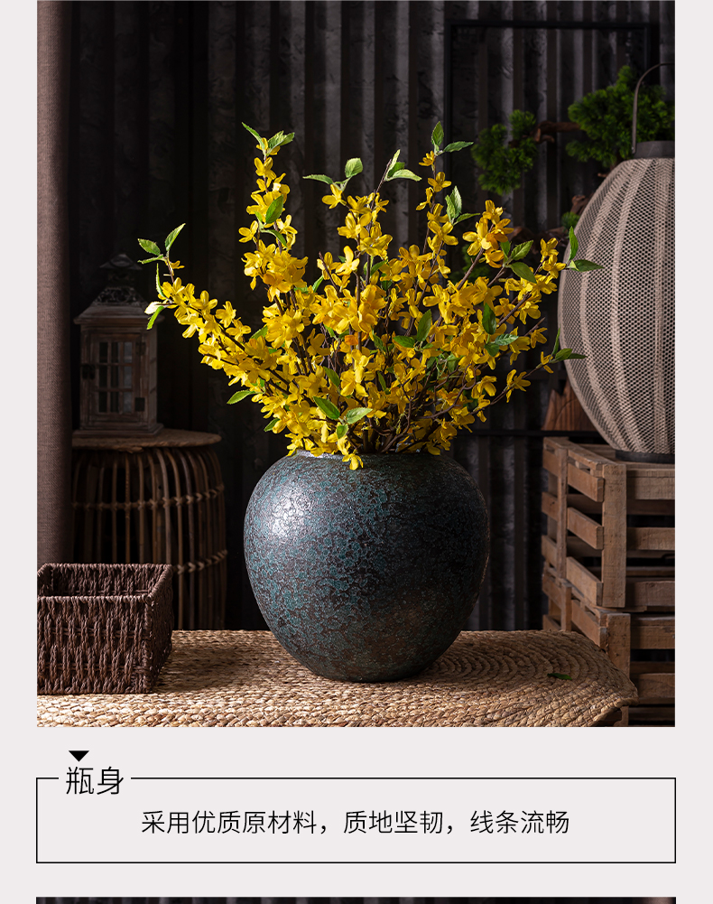 Dried flower ceramic large diameter vase mesa of new Chinese style flower implement flower arranging flowers restore ancient ways do old ball furnishing articles