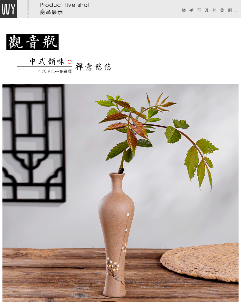 Ceramic zen floret bottle tea house furnishing articles of new Chinese style restoring ancient ways, billet hand - made flowers, decorative flower tea taking furnishing articles