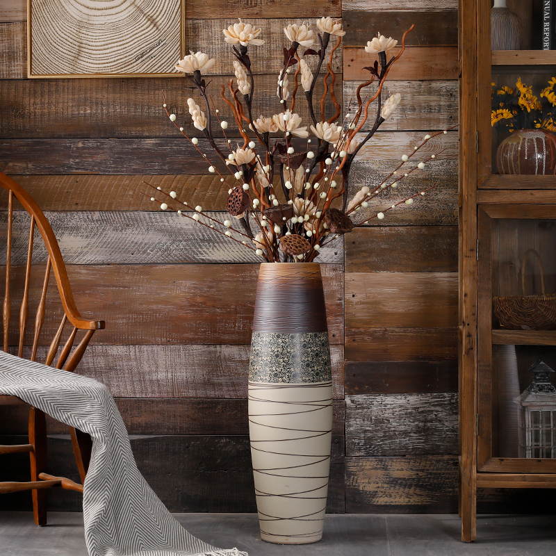 Jingdezhen furnishing articles dried flowers decorative ceramic flower arrangement sitting room be born a large vase retro artificial flowers light key-2 luxury decorative porcelain
