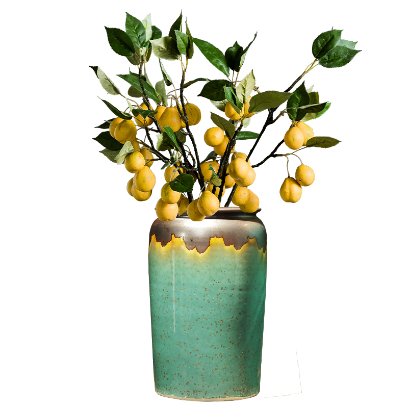 Large green vase sitting room place ceramic art creative flower arranging, American household desktop ornaments restoring ancient ways