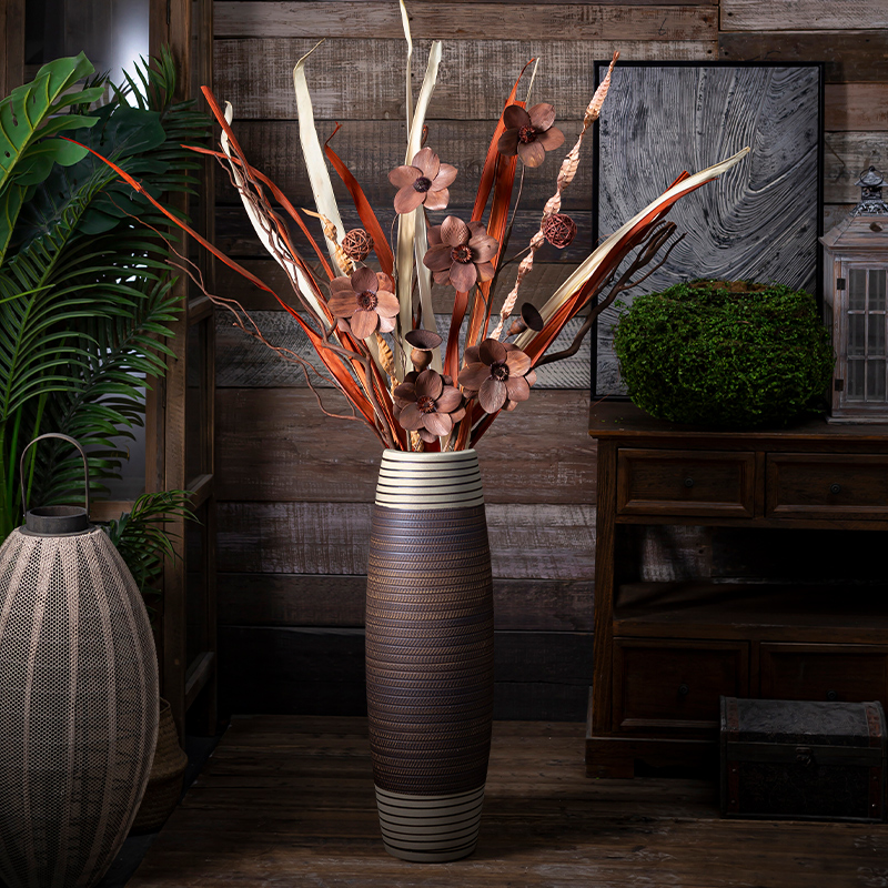 Tall, ceramic decorative dried flowers of large vase sitting room porch Chinese style restoring ancient ways furnishing articles American flower implement arranging flowers