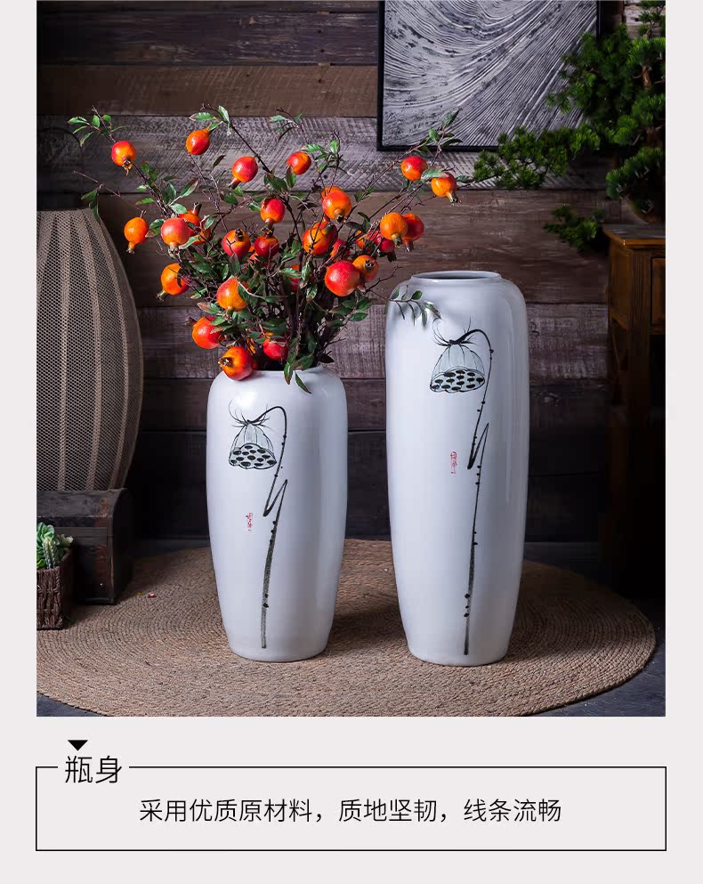 New Chinese style landing large white vase decoration to the hotel restaurant furnishing articles ceramic flower, flower simulation flower art