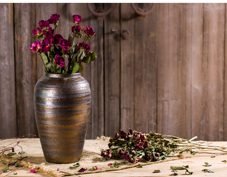 Jingdezhen restoring ancient ways do old coarse pottery flower arranging furnishing articles sitting room ground ceramic vase desktop dried flower adornment furnishing articles