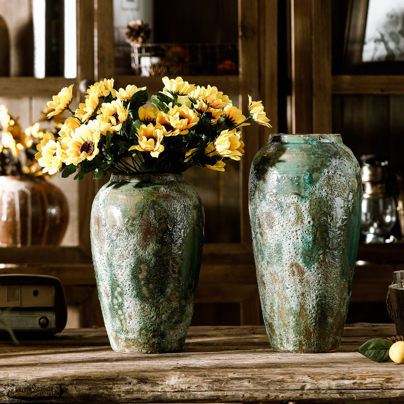 Dried flower vase of jingdezhen ceramics sitting room adornment is placed porcelain pottery flower arranging flower implement restoring ancient ways table decoration