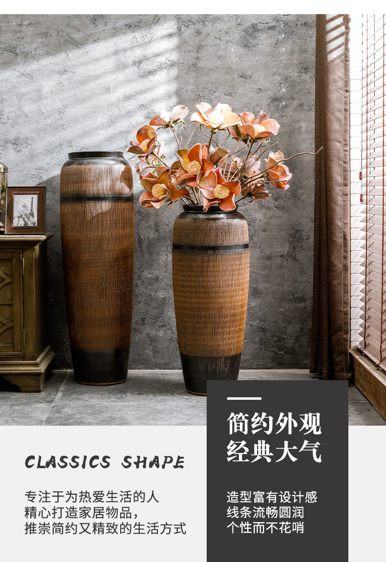 Chinese style restoring ancient ways of large vases, ceramic furnishing articles pottery sitting room hotel decoration flower arranging dried flowers thick ceramic bottle