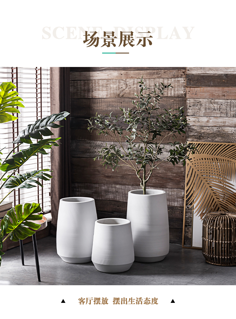 Nordic flowerpot land contracted white flowers large jingdezhen ceramic creative villa decoration flower arranging furnishing articles