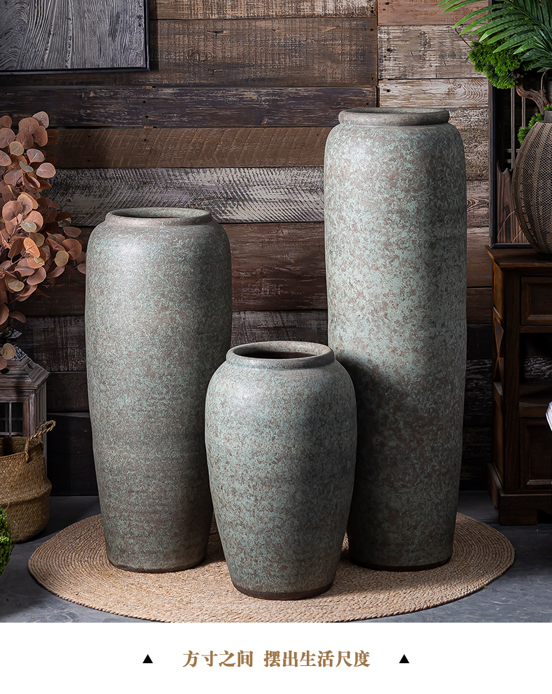 Jingdezhen ceramic coarse pottery landing big dry flower is placed to restore ancient ways I and contracted sitting room TV cabinet vase flowerpot