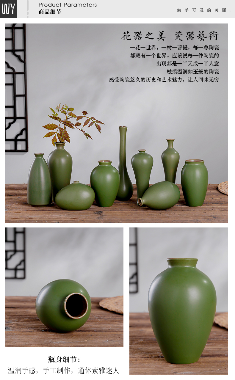 New Chinese style mini floret bottle ceramic flower arranging furnishing articles sitting room tea table floral desktop zen household ornaments