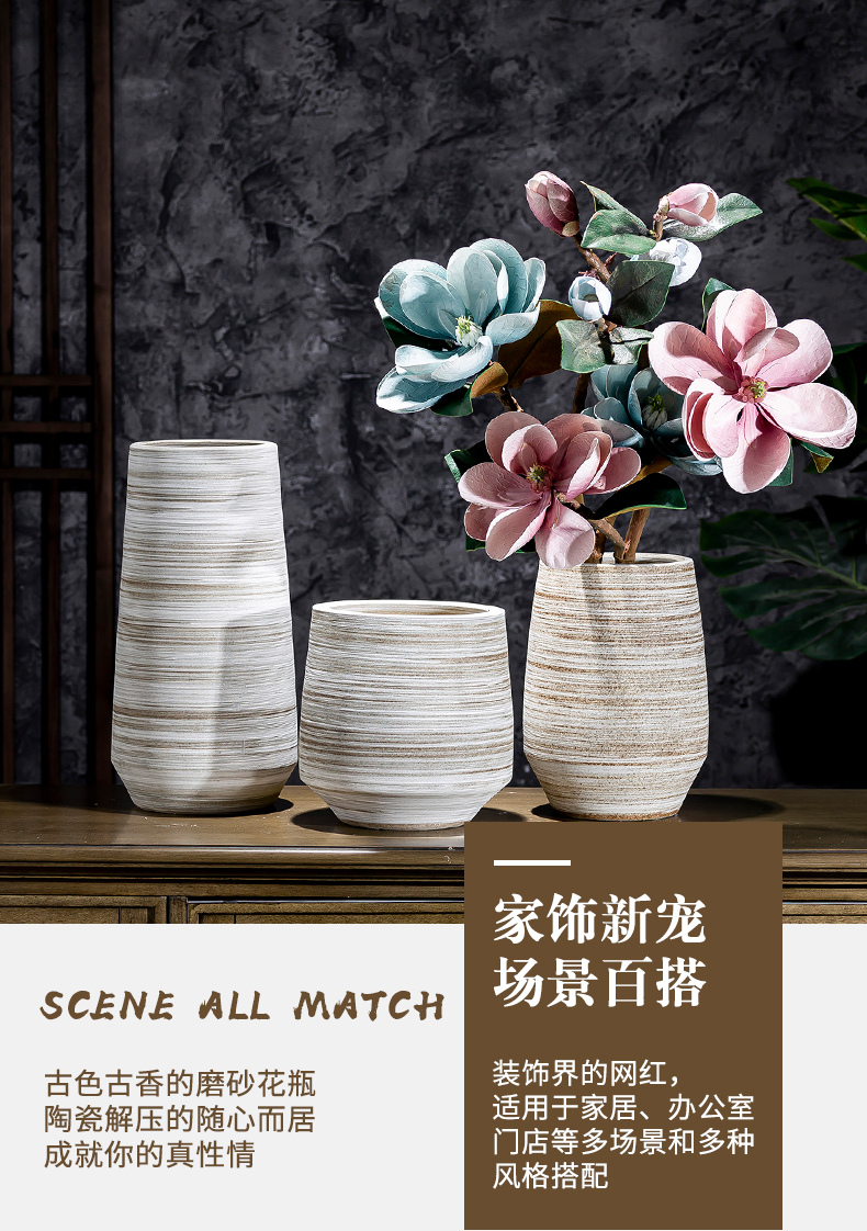 Restore ancient ways of literature and art ceramic dry flower vase Nordic contracted Japanese small and pure and fresh flower arrangement sitting room decoration ceramics furnishing articles