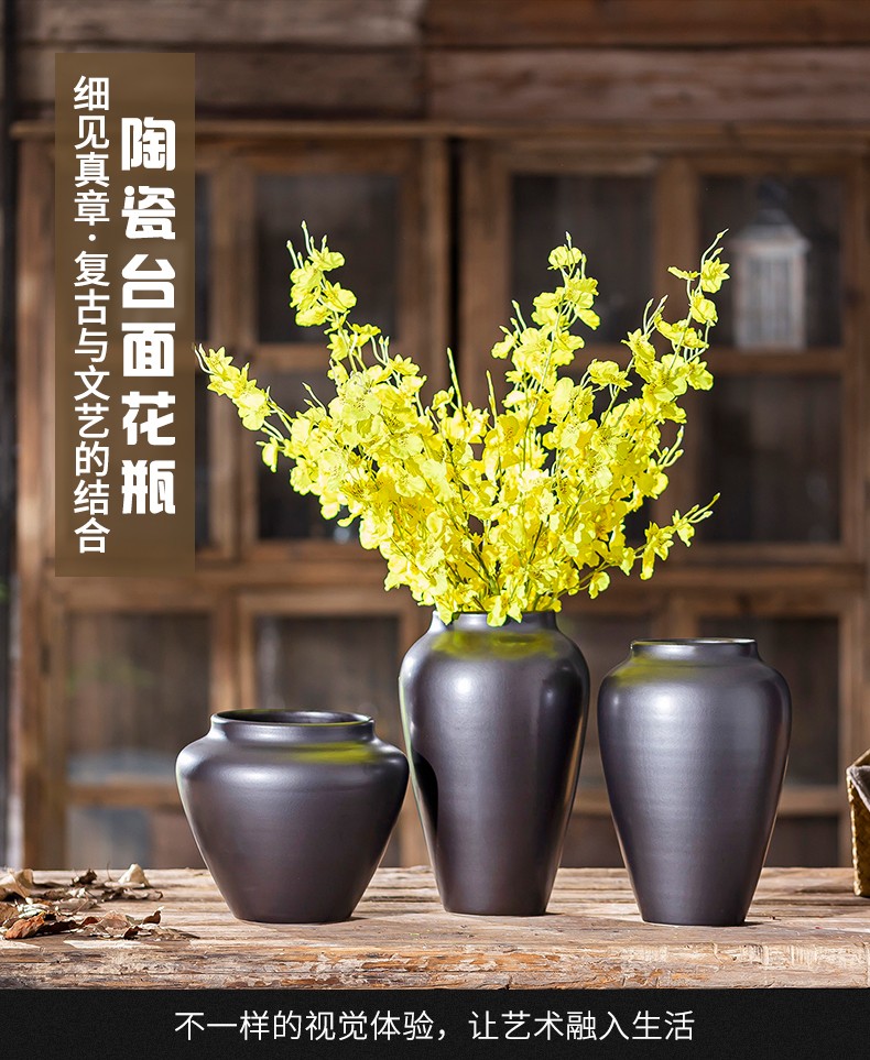 New Chinese style ceramic vase furnishing articles dried flowers, flower arrangement, black flower implement the sitting room porch TV ark, household soft adornment