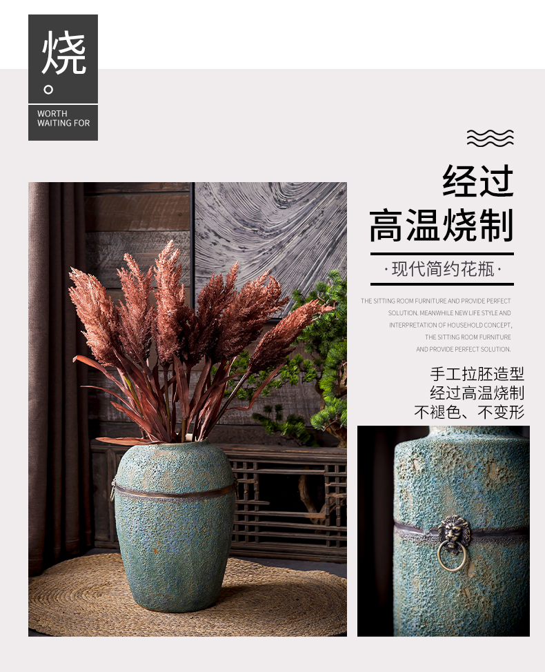 Restore ancient ways the ground vases, antique bronze, ceramic flower implement do old blue glaze Chinese wind furnishing articles drama props vase