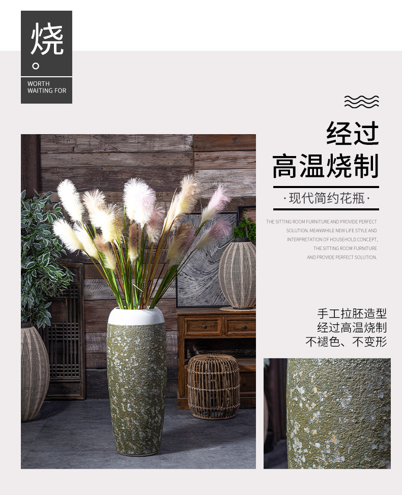 Zen ground vase coarse pottery furnishing articles dried flower arranging flowers sitting room decoration of new Chinese style restoring ancient ways of jingdezhen ceramic POTS