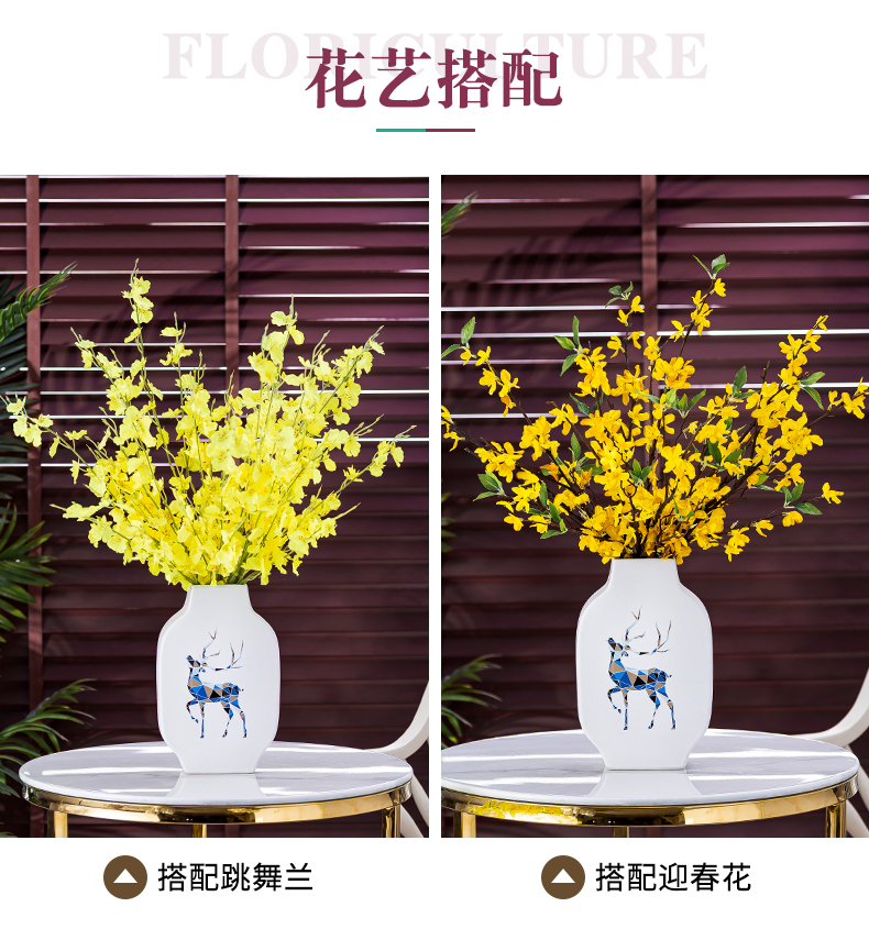 Nordic ceramic vase furnishing articles sitting room porch light table dry flower flower flower arrangement of key-2 luxury decorative ceramic wind furnishing articles