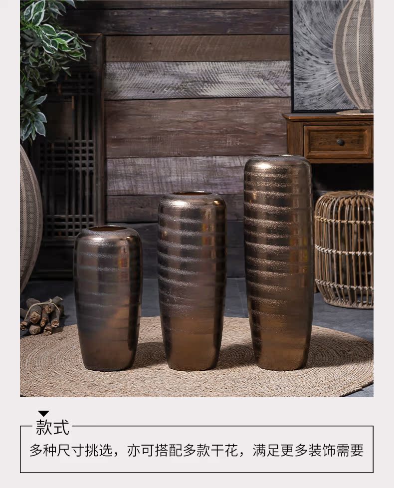 In The golden vase living room TV ark, restoring ancient ways furnishing articles furnishing articles of jingdezhen ceramics Holly dried flowers thick clay POTS