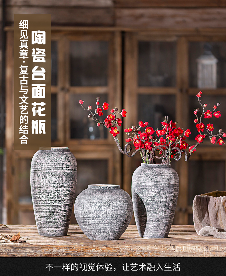 Jingdezhen ceramic vase restoring ancient ways furnishing articles creative table dry flower arranging flowers archaize sitting room do old pottery decoration