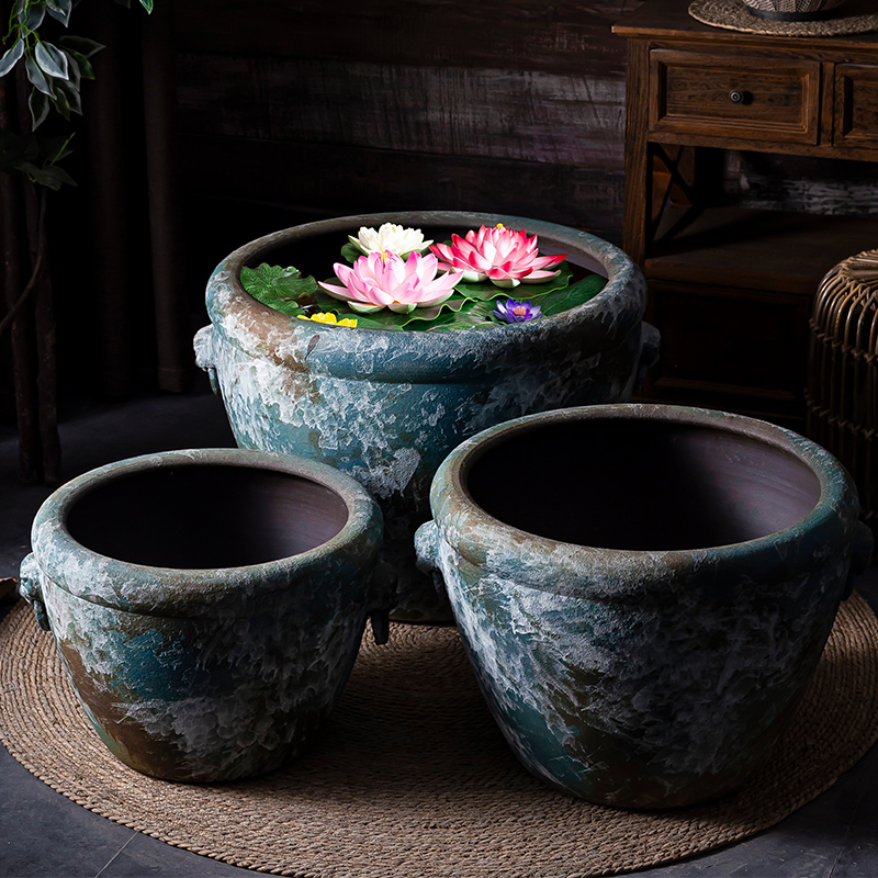 Restore ancient ways of archaize ceramic VAT yamato - e tank floor furnishing articles courtyard garden coarse pottery manual water basin of water