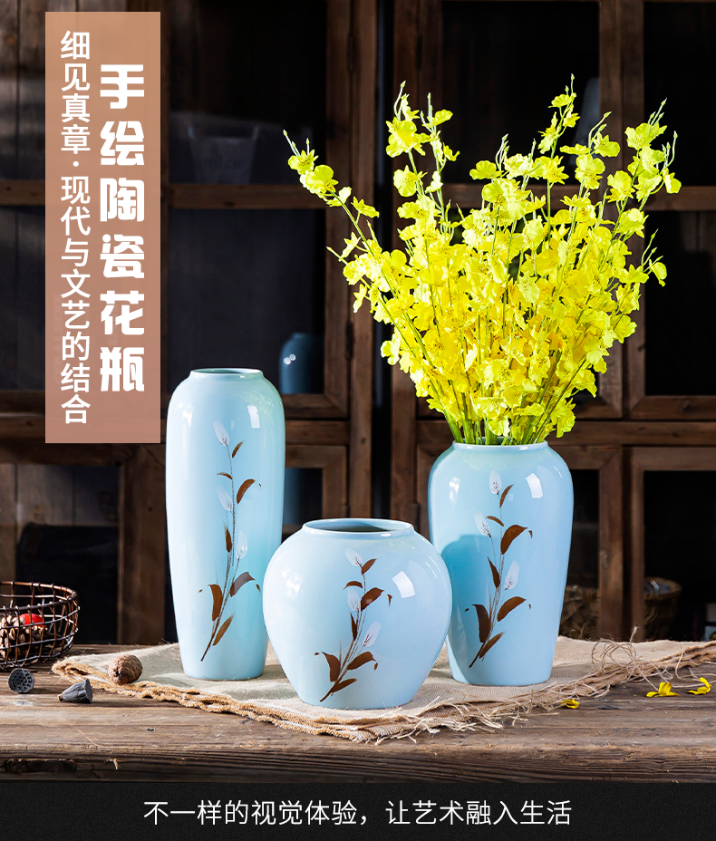 Nordic hand - made of rural wind ceramic vase furnishing articles sitting room dry flower arranging flowers water raise TV cabinet creative decoration