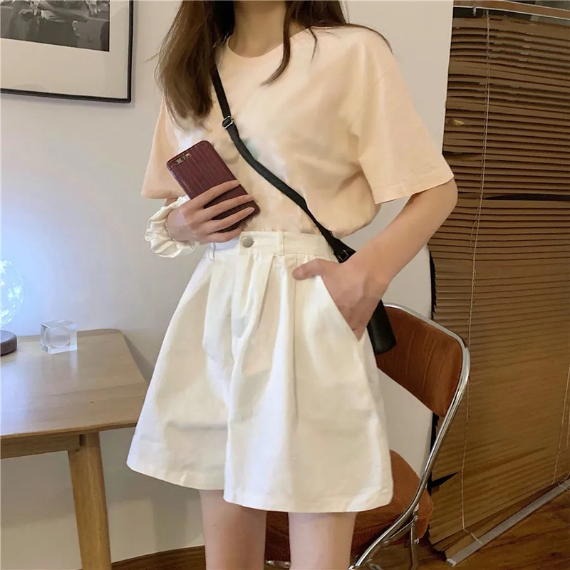 Petite Women's Casual Pants 2026 Summer New Korean Style High-Waisted Slimming Loose Versatile A-Line Wide-Leg Shorts