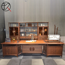 New Chinese Style Boss Table Solid Wood Desk Big Bandai Light Extravagant President Desk Zen Office Furniture Custom