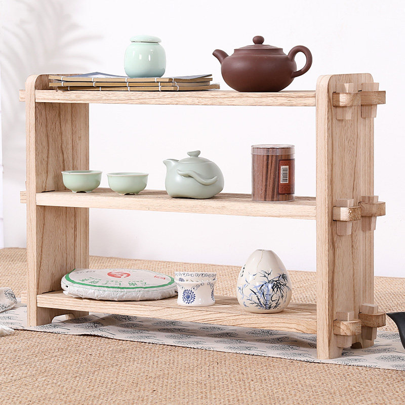 Solid Wood Tea Cup Containing Shelf Shelve Shelf Shelve Tea Shelve Teapot Shelf Multilayer Pendulum shelf Chinese-style flower shelf finishing frame