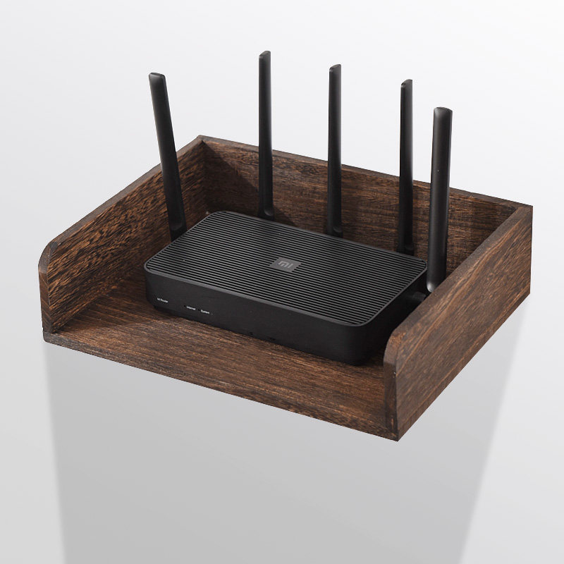 Solid wood projector rack wall-mounted router storage box bracket tea set teapot storage layer rack tea cup display rack