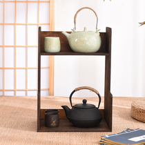 Solid wood retro small bookshelf Easy table top shelf Shelves Shelves of Tea Set Pendulum Shelf Multilayer Containing Display Shelf