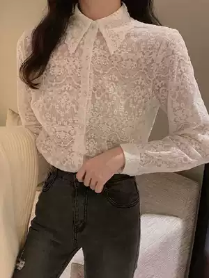 Autumn and winter new western style lace bottoming shirt women's mesh hollow sexy little shirt long-sleeved princess style body top