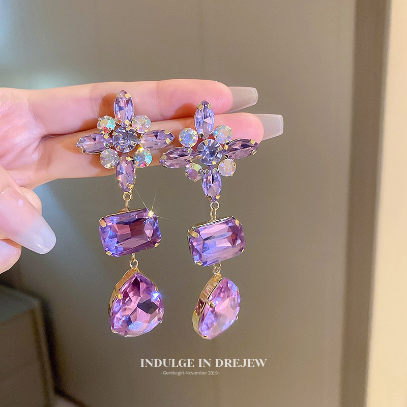 Purple Earrings with a Light Luxury and High-End Feel, 2025 New Trendy Baroque Style Earrings, Summer Exaggerated and Grandiose Ear Studs