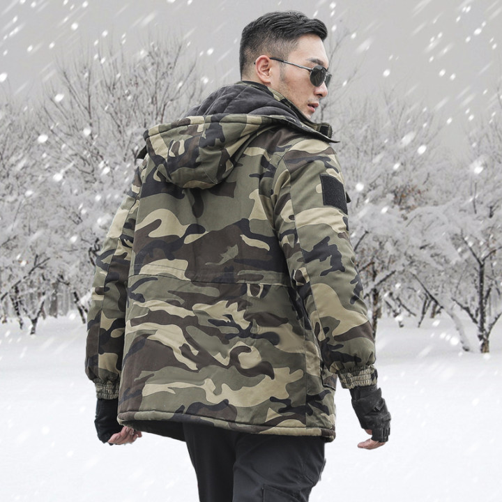 Winter Garvelour thickened camouflate cotton coat men Outdoor cotton clothes Short-style Lauprotect cold storage Kucotton padded jacket Security work clothes
